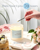 Candle with 'Coconut Lime & Apricot' label on a decorative plate with flowers and cake.