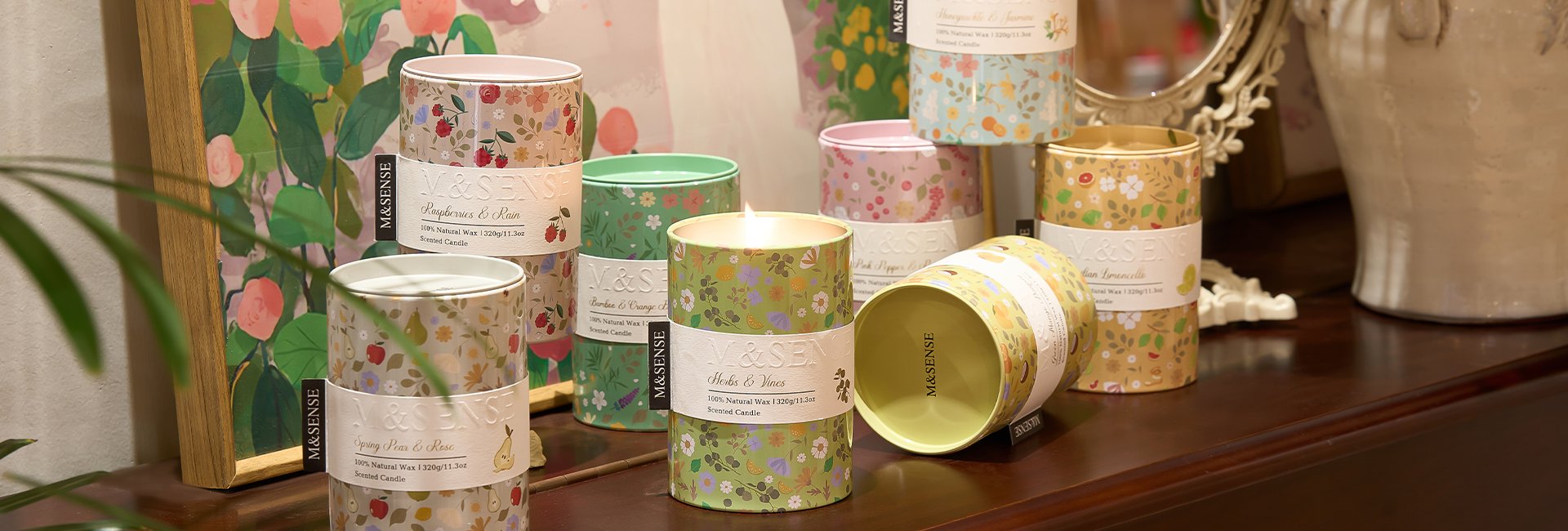 Exquisite Printed Flowers Candles