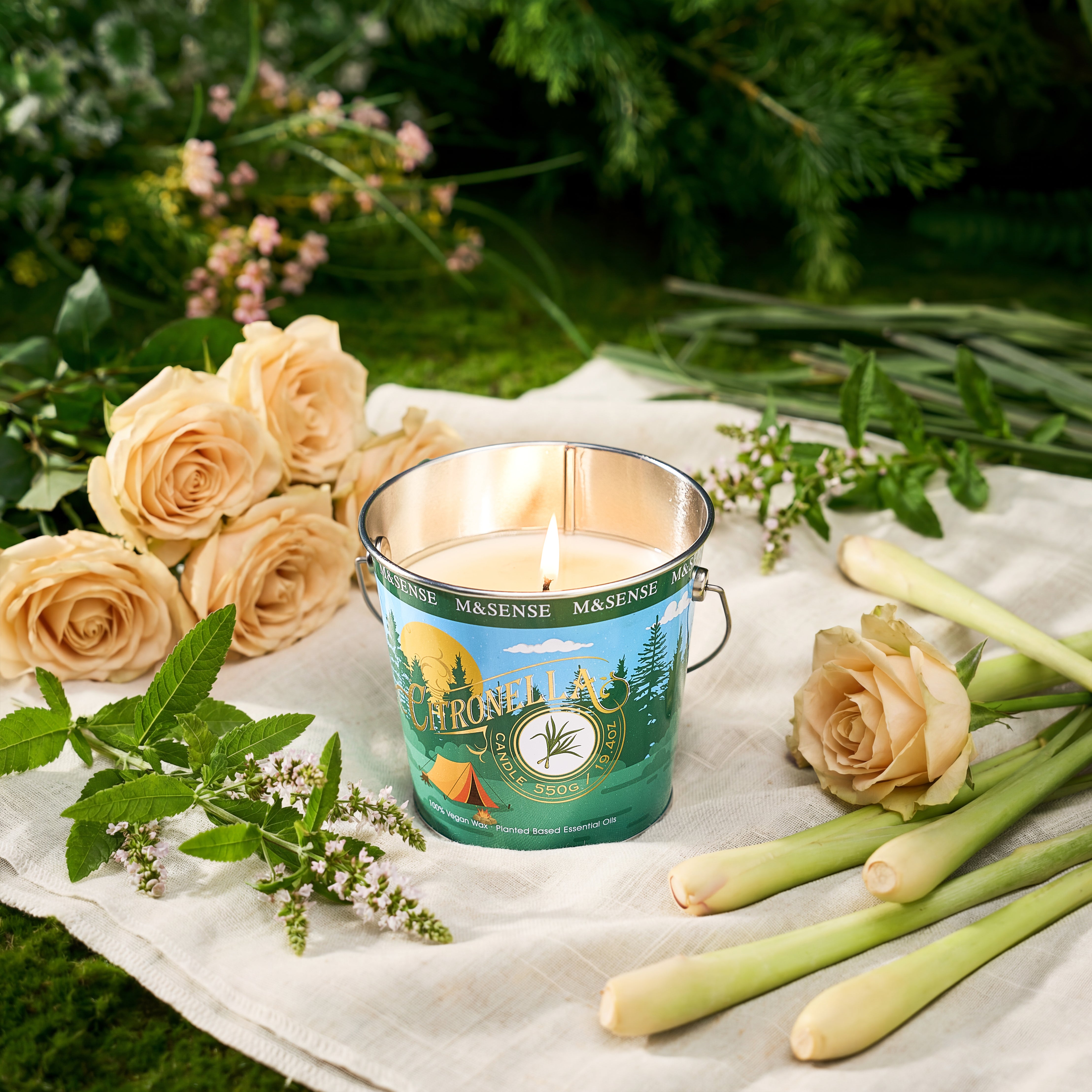 Soy Wax 100% Non-toxic Summer Outdoor Citronella Candle – M&SENSE