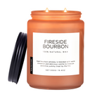 Fireside Bourbon candle with label on a white background