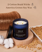 Candle with cotton braid wicks and soy wax on a beige background